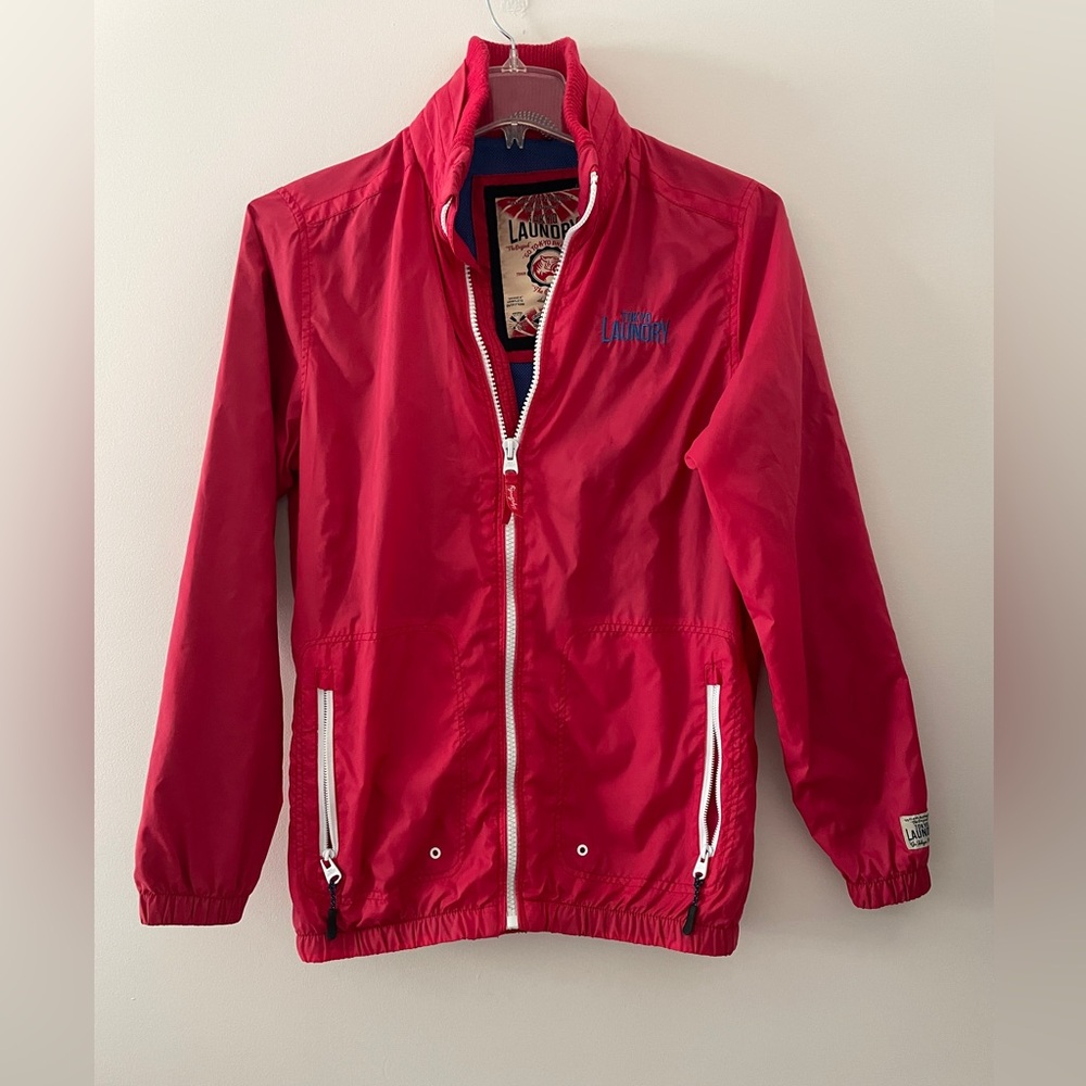 Tokyo Laundry Red Full Zip Track Windbreaker Jacket Size Small